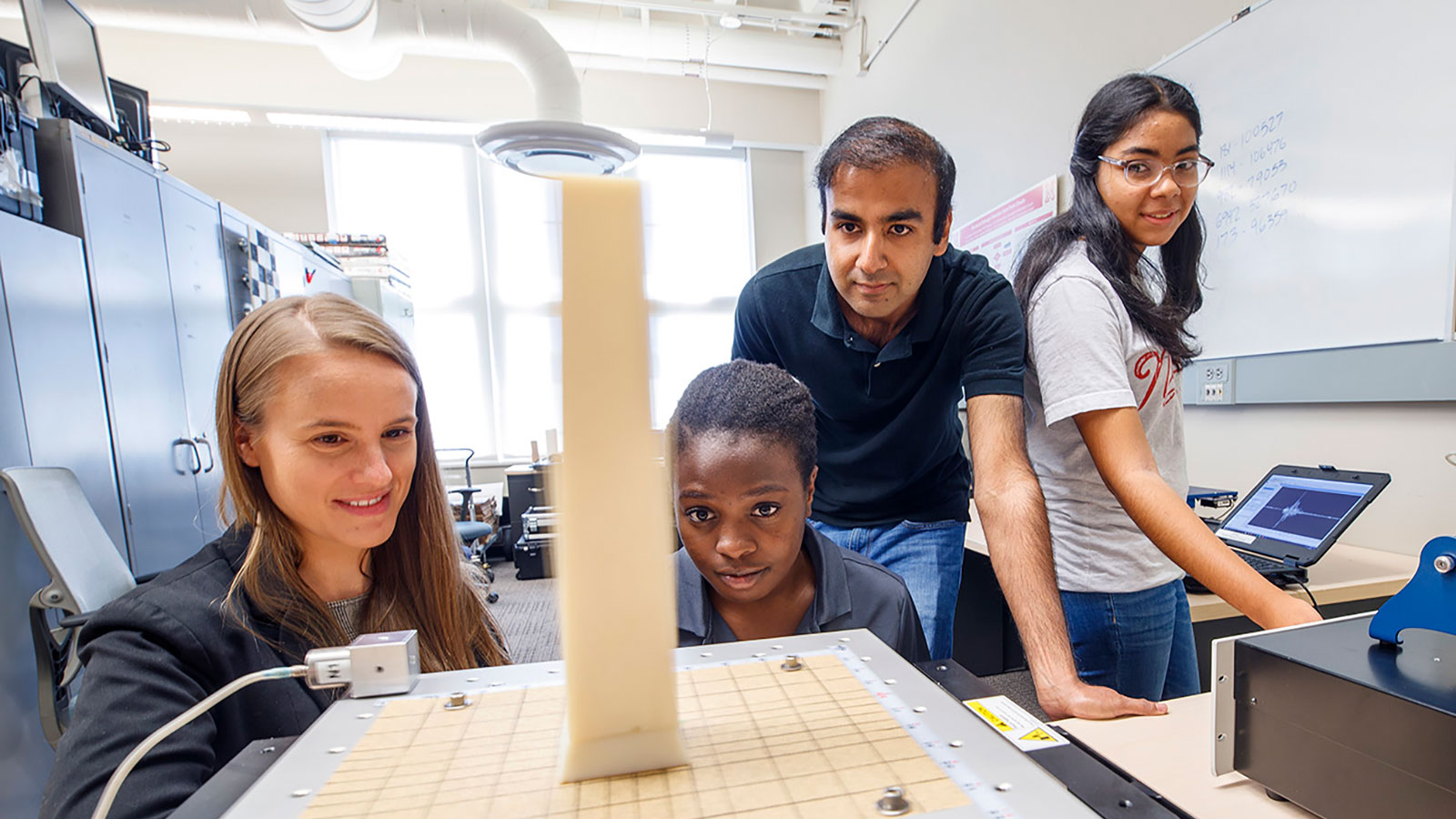 Dr. Christine Wittich and her team perform earthquake testing with the shake table.