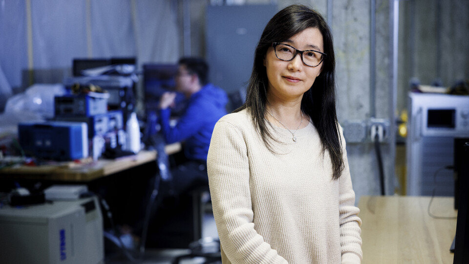 Liyan Qu, associate professor of electrical and computer engineering, has been elected a senior member of the National Academy of Inventors. She is the first Husker woman and fifth UNL researcher overall to receive the recognition since the program launched in 2018. (Craig Chandler / University Communication and Marketing)