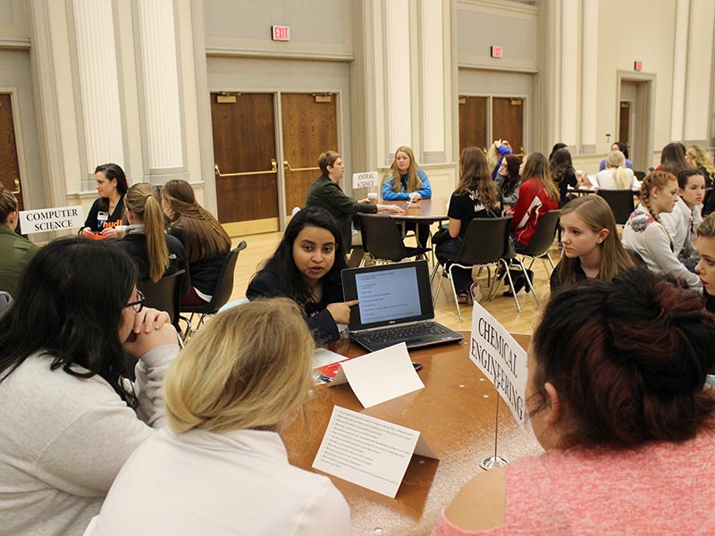2017: Dr. Dishari leading a discussion at the UNL Women in Science Conference.