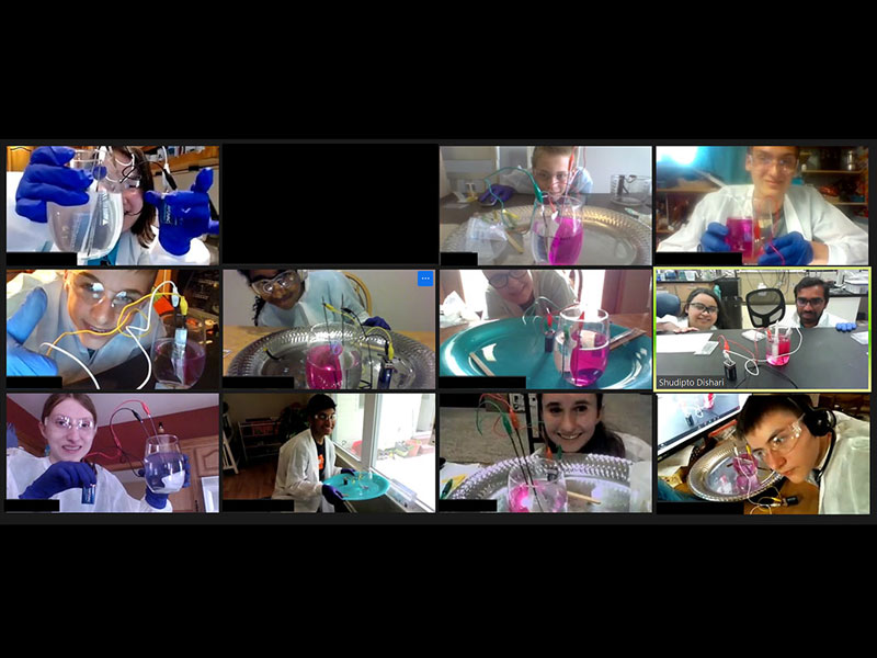 2020: 1st ever virtual YNS camp. 12 high school students explored water electrolysis at home using the science kits we designed and shipped to them.
